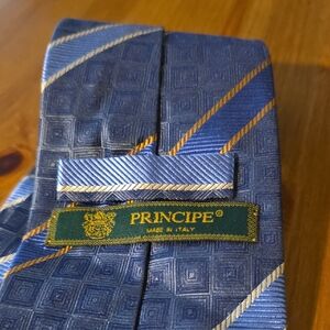 Principe Blue and Gold Geometric Men's Tie